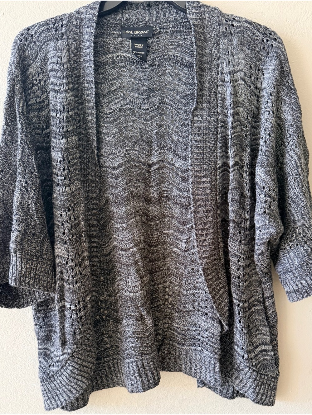 Lane Bryant Gray Open-Front Crochet Knit Cardigan